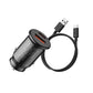 Black car charger with two USB ports and Type-C to USB charging cable