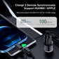Dual-USB car charger with two connected charging cables