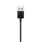 Black USB-A charging cable with molded plug and strain relief