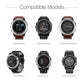Silicone watch band with metal buckle, shown on compatible smartwatches