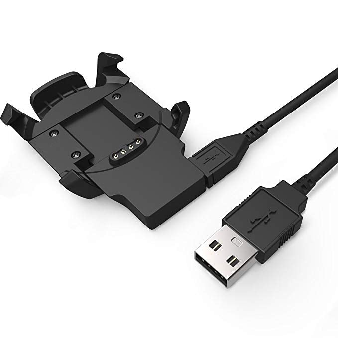 Watch charging dock with attached cables and USB connectors