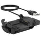 Black charging cradle with USB-A cable and connector pins
