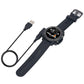 Black silicone watch strap with metal buckle and USB charging cable