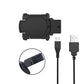 Watch charging cradle with USB cable and close-up of connection port