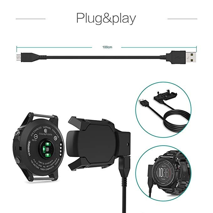 Watch charger kit with cradle, watch, and USB cable