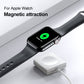 Black smartwatch charging with magnetic wireless charger dock and USB cable