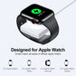 Black magnetic wireless charger dock on smartwatch with green charging icon