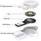 White magnetic wireless charger showing base, coil, smart chip, and rubber insulation cap