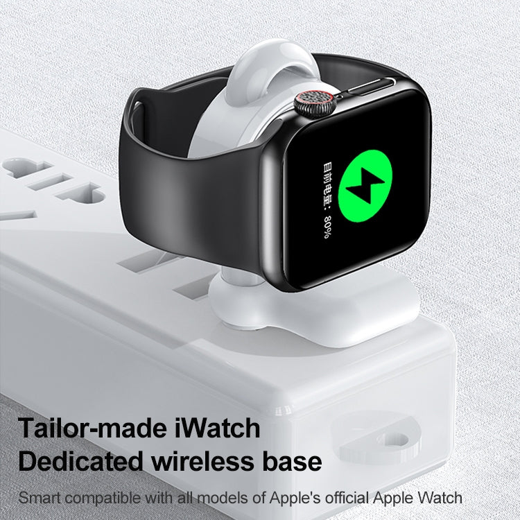 Black magnetic wireless charging dock with round base for Apple Watch