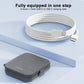 White USB-C charging cable with gray foldable wireless charger base