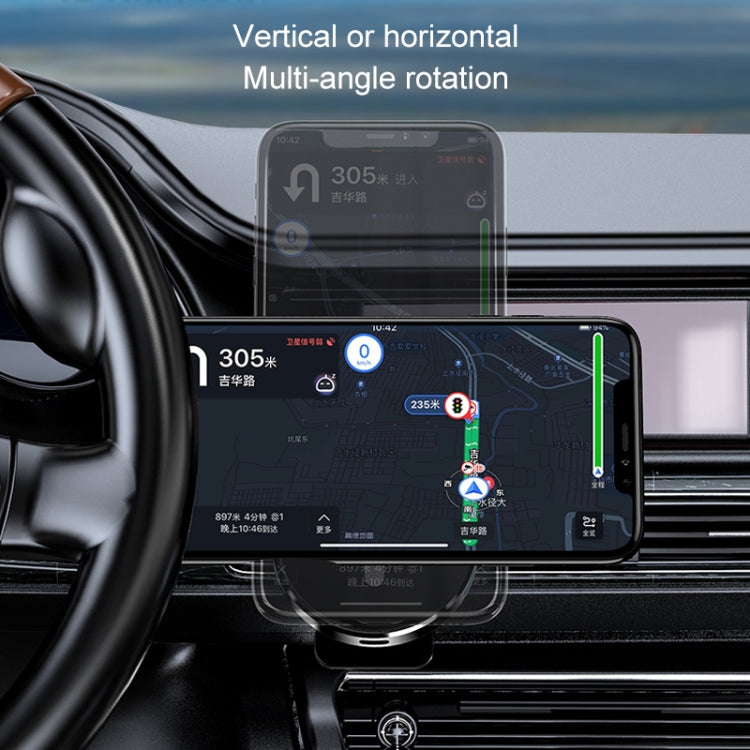Magnetic car wireless charger bracket supporting a phone in front of dashboard vents