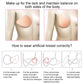 Artificial breast pad placed on a torso, smooth light peach cup shape