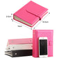 Pink book-shaped earring storage rack with front buckle and phone pocket