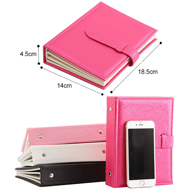 Pink book-shaped earring storage rack with front buckle and phone pocket