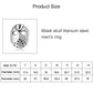 Ring size chart showing diameter and perimeter for mask skull men’s ring
