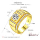 Men's gold plated zircon ring with measurement diagram and labeled dimensions