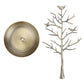 Bronze tree-shaped jewelry display rack with bird charms and round tray base