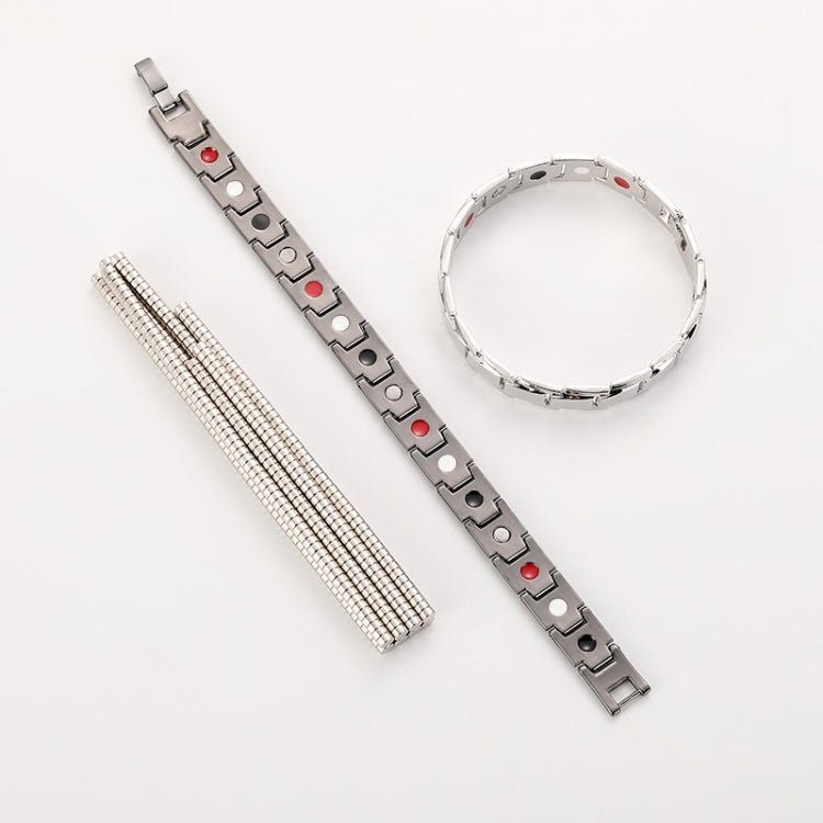 Men's titanium steel bracelet set: silver links, black strap, and wristband piece