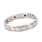 Men's magnetic bracelet with silver-tone metal links and red/black insets