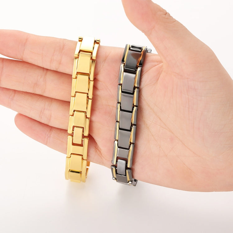 Men's magnetic bracelet pair: gold and silver-tone link bands