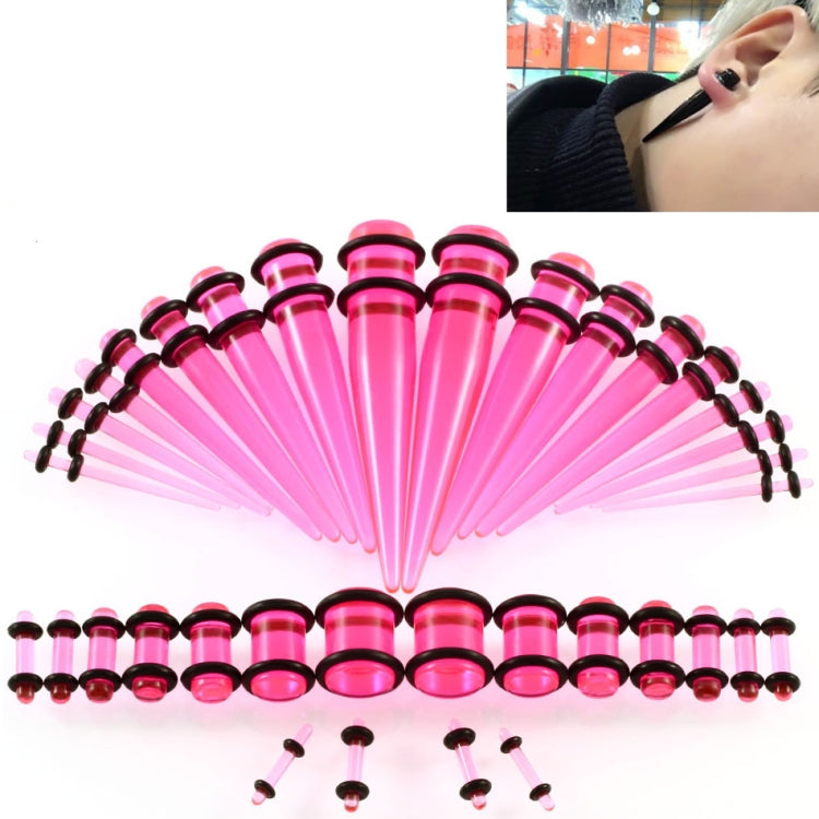 Unisex acrylic ear expansion set with pink plugs and black posts