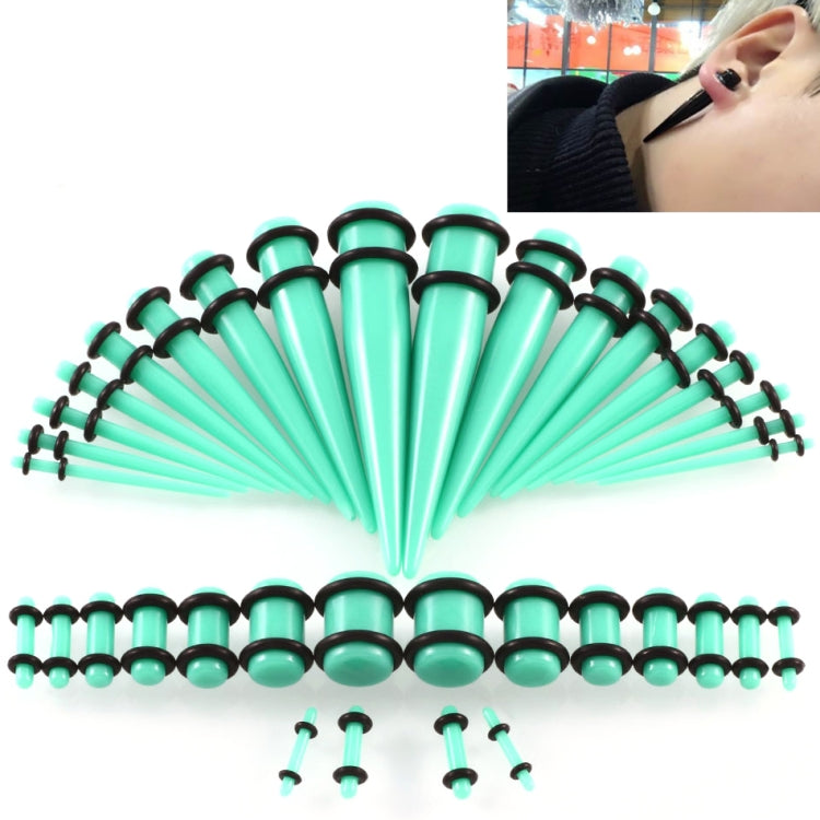 Unisex acrylic ear expansion set with mint green plugs and black posts