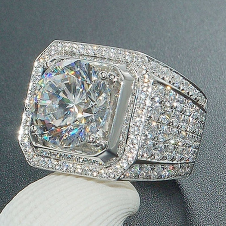 Silver-tone rectangular rhinestone ring with cushion-cut clear center stone