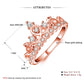Rose gold plated zircon crown ring diagram with size and height indicators