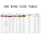 Ring size table showing USA sizes and corresponding diameter and circumference