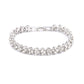 Silver crystal tennis bracelet with hinged clasp and continuous row of round stones