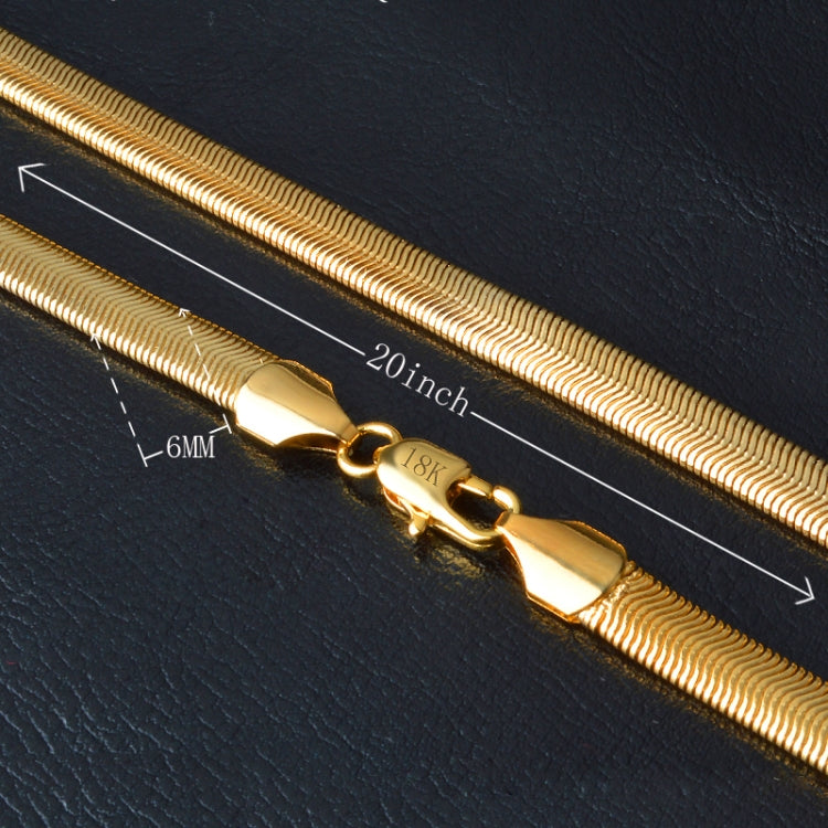 Gold snake-link necklace, 20-inch length and 6mm chain width shown