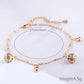 Adjustable gold-plated bracelet length 21cm+6cm, blue zircon round charms; 4.5g