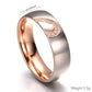 Titanium steel ring with rose-gold inner band and heart diamond top, size 7