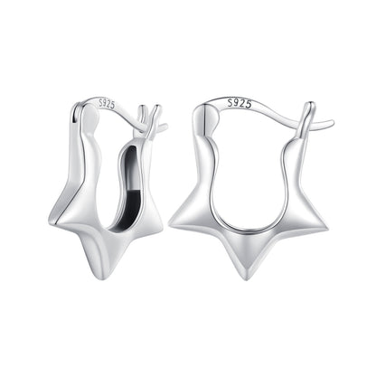Sterling silver S925 star ear clips with hinged backing and small stud post