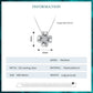 Lucky clover pendant necklace with measurement diagram and metal details on card