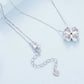 Silver-tone clover pendant necklace chain with lobster clasp and extension