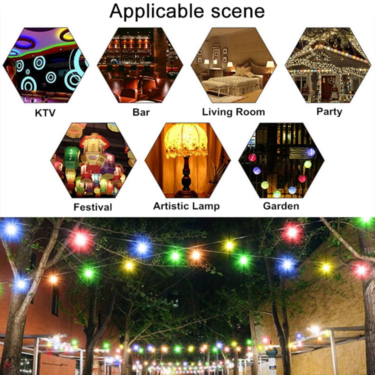 Multicolor LED string lights with small globe bulbs for outdoor decoration