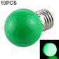 10-pack E27 LED bulb with green bulb shell and metal screw base
