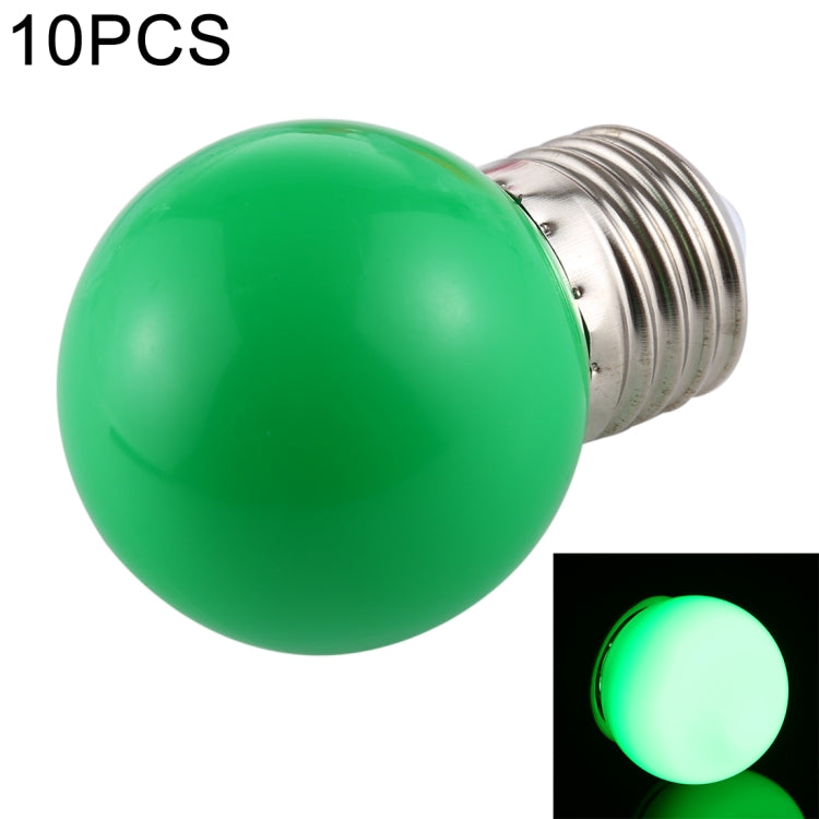 10-pack E27 LED bulb with green bulb shell and metal screw base