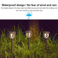 Outdoor solar stake lantern lights with lantern heads in nighttime glow