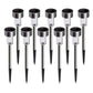 Set of solar garden stake lights with stainless steel tops and clear LED bulbs