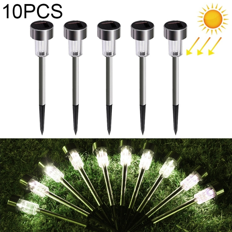 Solar outdoor lawn stake lights, stainless steel posts and clear lamp heads