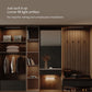 YEELIGHT induction cabinet light bar illuminating closet storage shelves