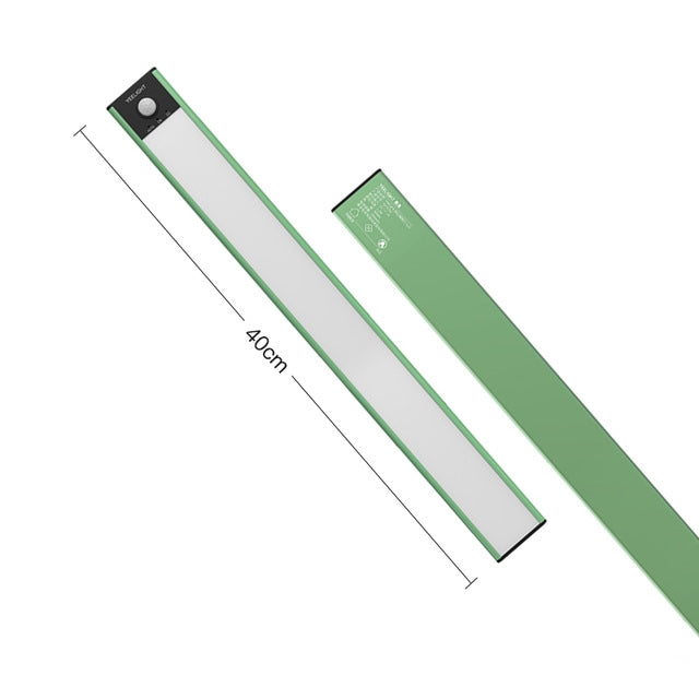 40cm LED motion sensor light bar, green, rechargeable cabinet corner wall lamp