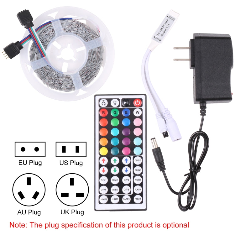 RGB LED rope light kit with power adapter and 44-key remote control