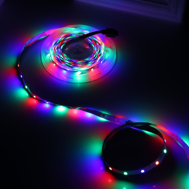 Illuminated RGB LED rope light strip with multicolor glowing LEDs