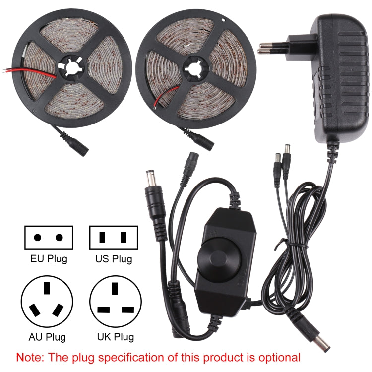 LED rope light reels with dimmable driver/power adapter and selectable plug options
