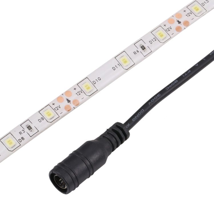 Close-up of dimmable LED rope light strip with white PCB and small surface LEDs