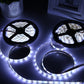 Glowing dimmable LED rope lights with white light along flexible strip