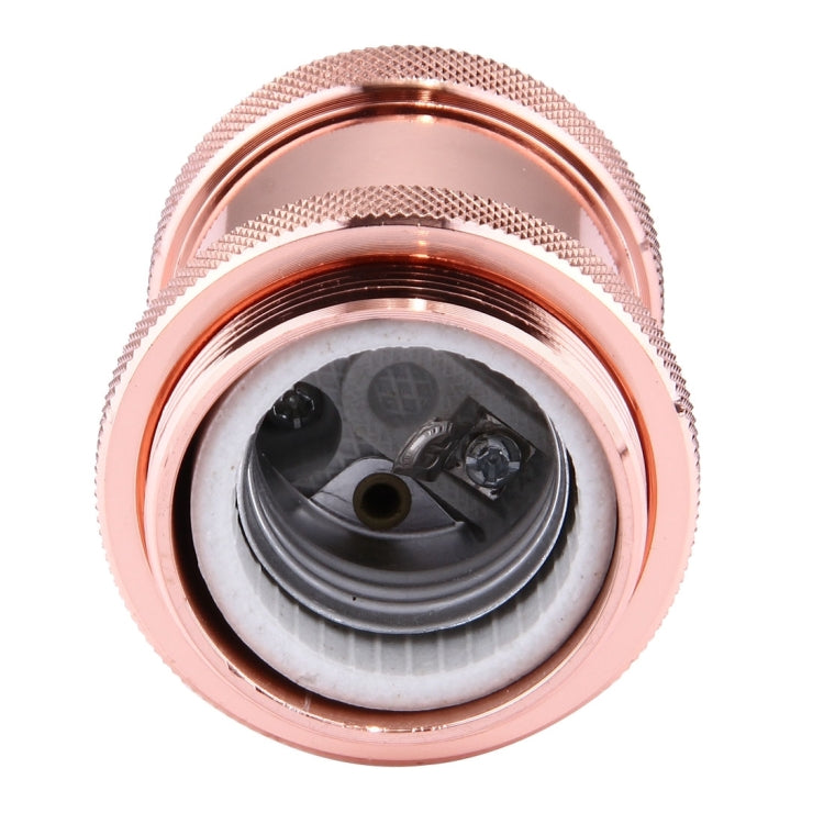 E27 screw bulb holder, rose gold metal finish with socket terminals and grip